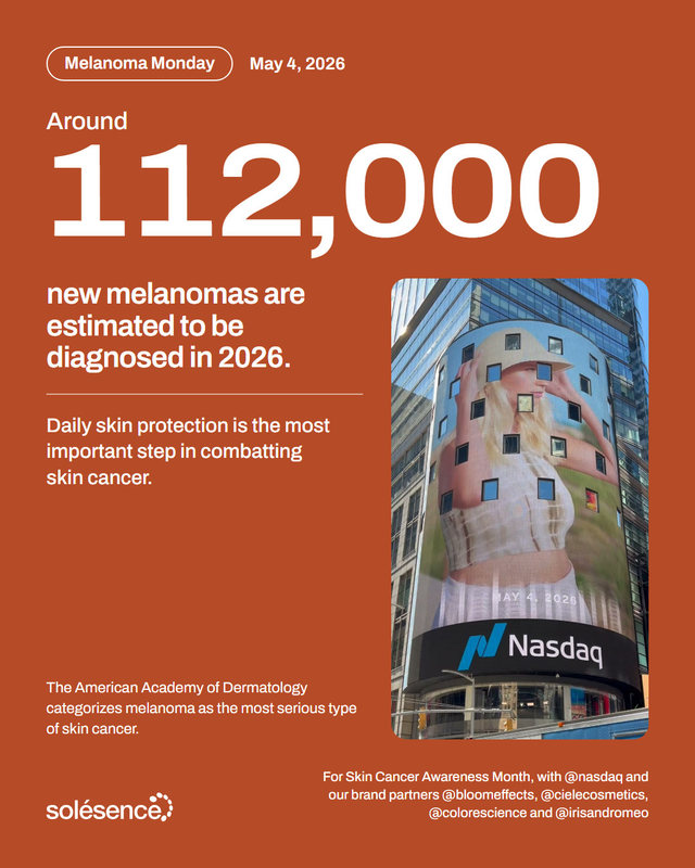 Redesign: Melanoma Monday, May 4, 2026. Around 112,000 new melanomas are estimated to be diagnosed in 2026. Daily skin protection is the most important step in combatting skin cancer. Beside it, the Nasdaq Tower photo.